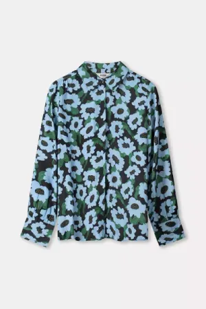 blouse wild flowers blue