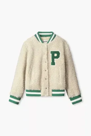 jacket teddy baseball ecru