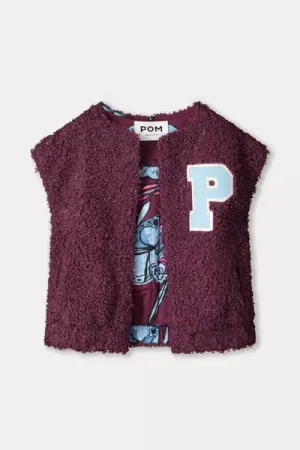 gilet teddy baseball plum