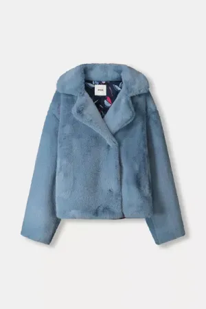 coat fur misty blue