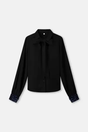 blouse bow noir