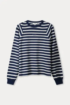 top striped white blue