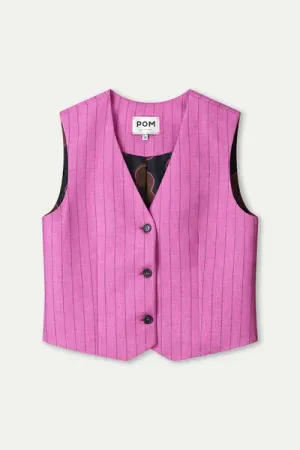 Gilet rose doux stripped