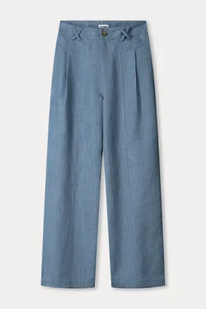 Pants boucle down blue